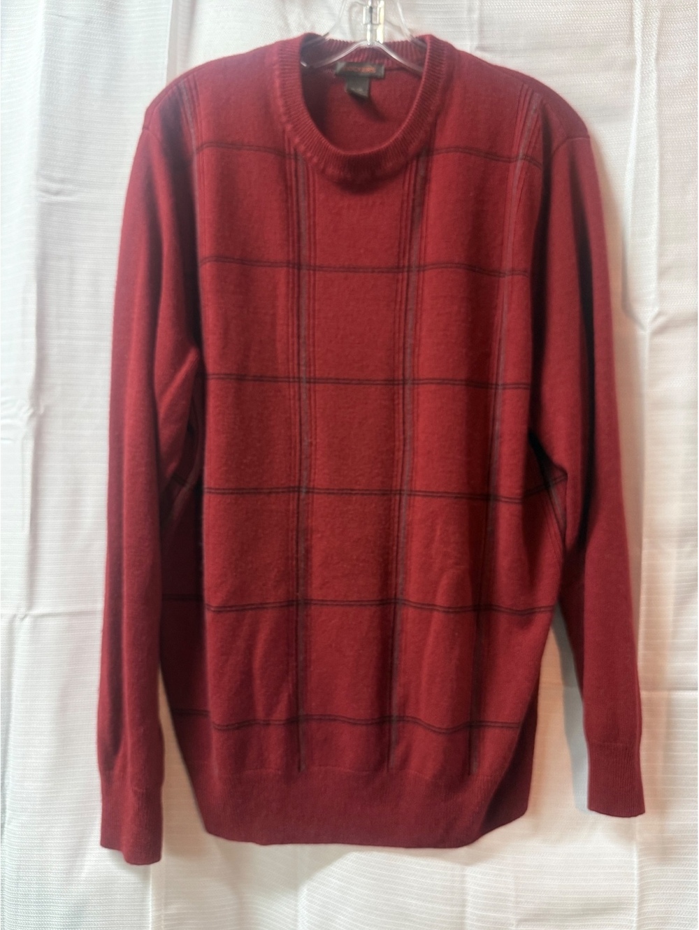 Dockers Men's XL Red Acrylic Pullover Sweater with Checkered